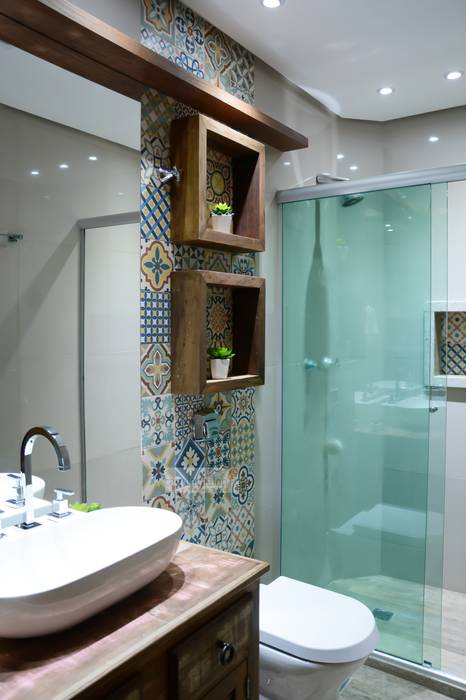 Banheiro Rústico, Camila Chalon Arquitetura Camila Chalon Arquitetura 浴室