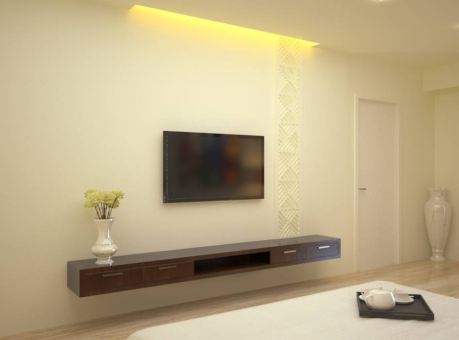 Tv Panel homify Asian style bedroom Engineered Wood Transparent