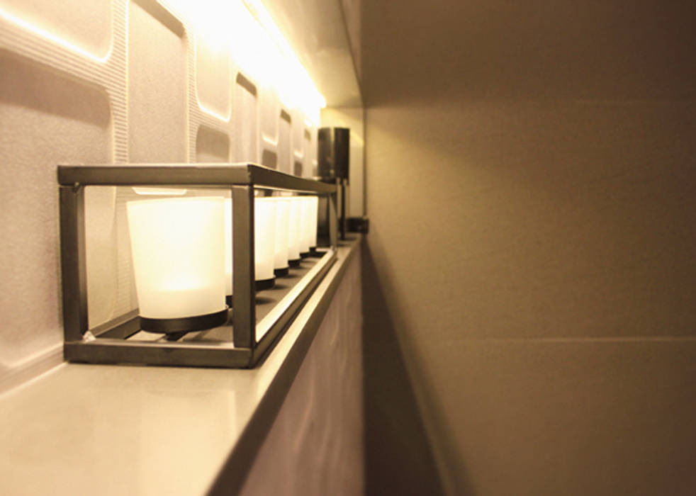 Apartamento Masculino, Quintella Arquitetura e Interiores Quintella Arquitetura e Interiores Modern style bathrooms Lighting