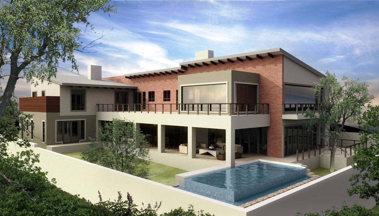 Waterfall Country Estate House Blue Designs Architectural Designers Modern houses Bricks Modern House,Contemporary House