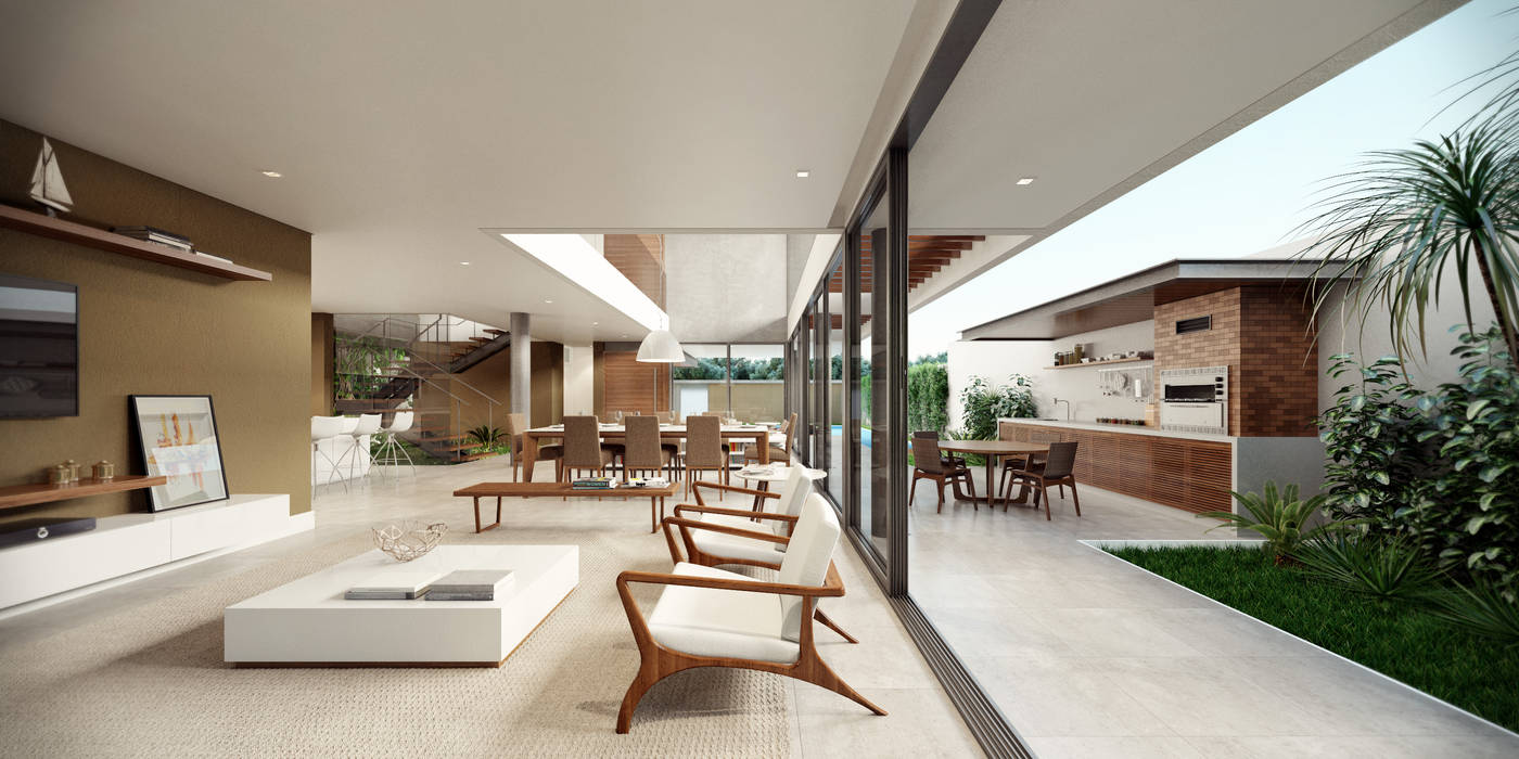 Casa C Martins Lucena Arquitetos Salas de estar minimalistas