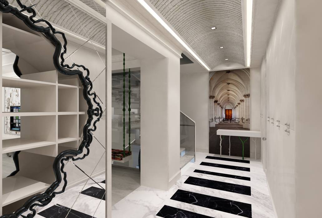 Evrim &amp; gunay aslan evi eklektik koridor, hol &amp; merdivenler mimoza