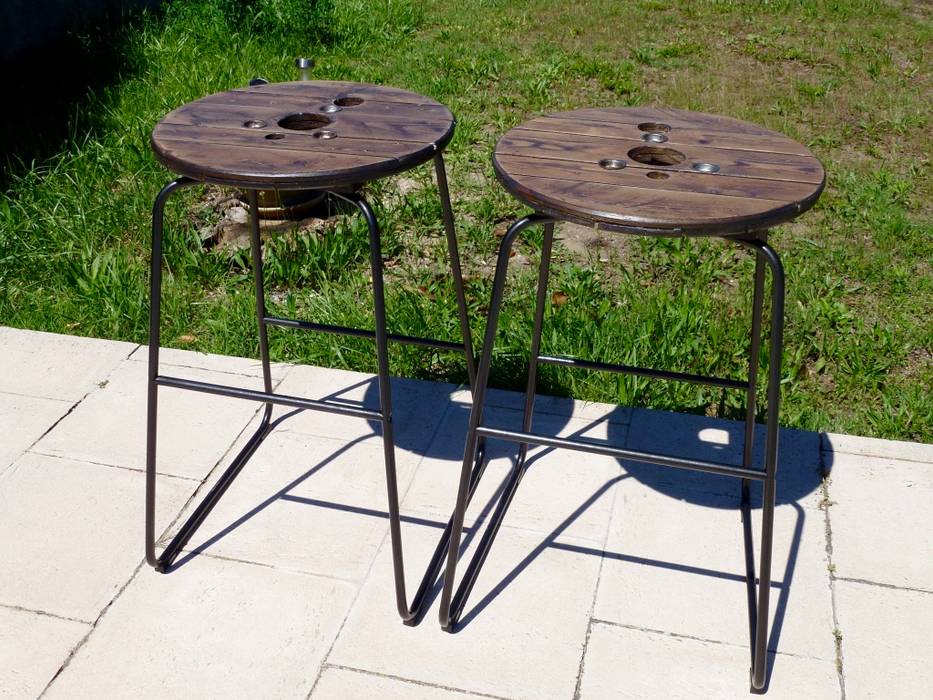 Les 2 Tabourets de bar relookés : APRES 2nd Chance Créations tabouret,bar,industriel,relooking,bois,après,touret