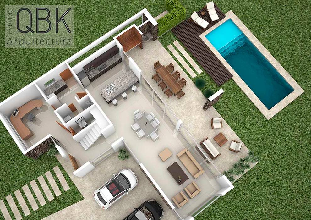 Imágenes 3D, QBK Arquitectura QBK Arquitectura Modern houses