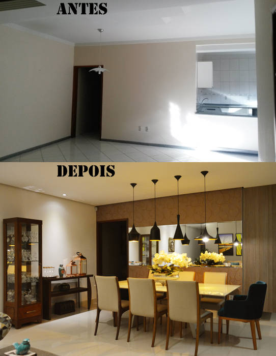 Antes e Depois Jantar CARDOSO CHOUZA ARQUITETOS Salas de jantar modernas