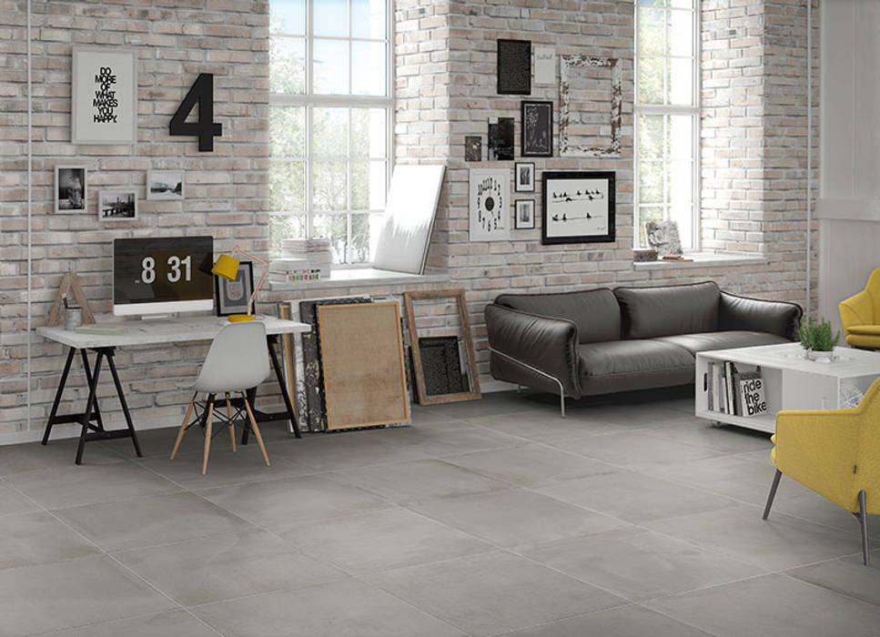 Central Grey Cement Effect Porcelain Tiles The London Tile Co. モダンな 壁&床 磁器 タイル
