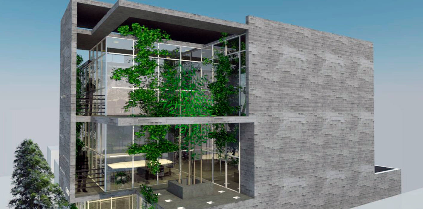 3D Edificio de oficinas, triAda triAda Estudios y despachos minimalistas