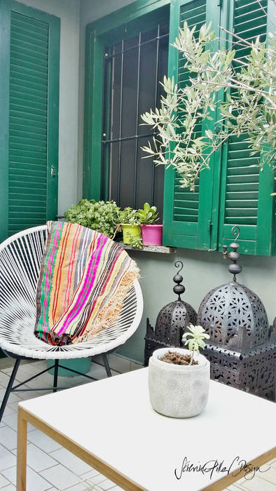 URBAN OASIS Severine Piller Design LLC Eclectic style balcony, veranda & terrace