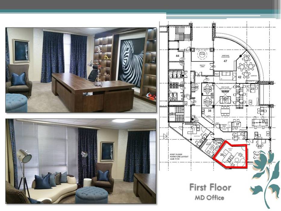 Makoya - First Floor - MD Office Carne Interiors Study/office