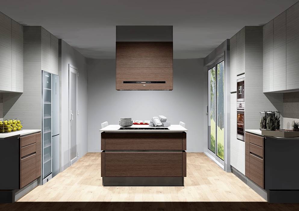 Cozinhas acolhedoras, Amplitude - Mobiliário lda Amplitude - Mobiliário lda Cozinhas modernas Madeira Efeito de madeira