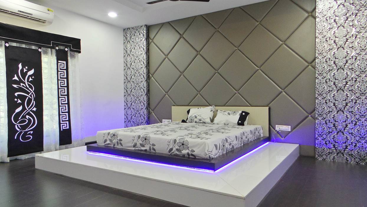 MR. Sanjay , Shadab Anwari & Associates. Shadab Anwari & Associates. Small bedroom Plywood Decoration,Building,Purple,Textile,Lighting,House,Interior design,Flooring,Comfort,Rectangle