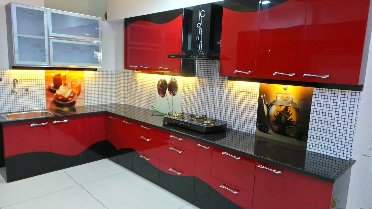 MR. Sanjay , Shadab Anwari & Associates. Shadab Anwari & Associates. Modern kitchen Cabinetry,Countertop,Orange,Kitchen,Interior design,Architecture,Flooring,Floor,Wall,Material property