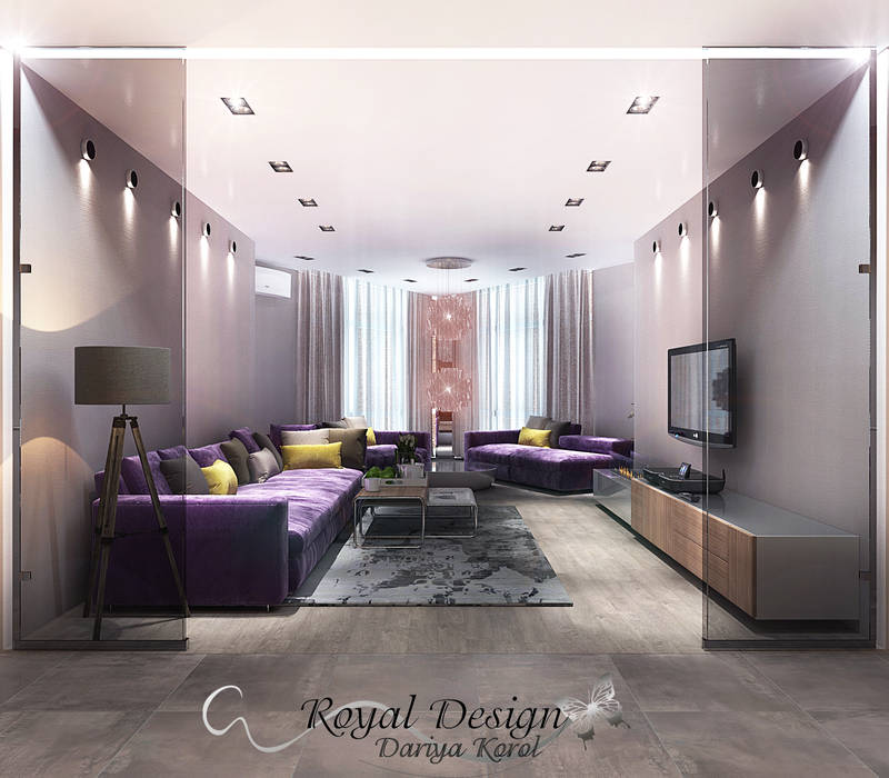 The total area. living room and hall, Your royal design Your royal design Гостиная в стиле модерн