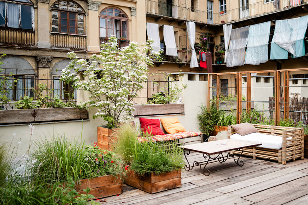 TERRAZZO Torino, marta carraro marta carraro Rustic style balcony, veranda & terrace