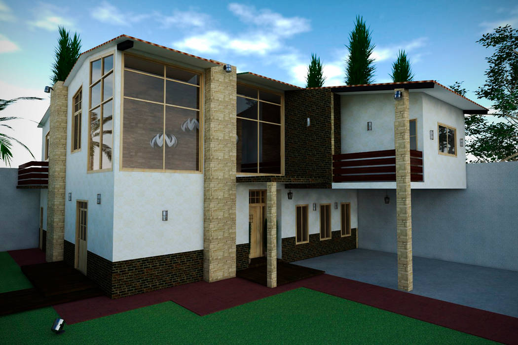 Fachada, vivienda unifamiliar, Interiorismo con Propósito Interiorismo con Propósito Casas modernas