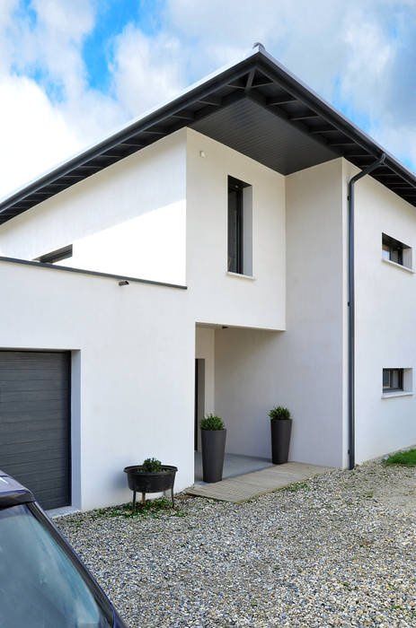 Façade entrée Pierre Bernard Création Maisons modernes entrée,coté entrée,façade cubique,maison cubique,façade moderne