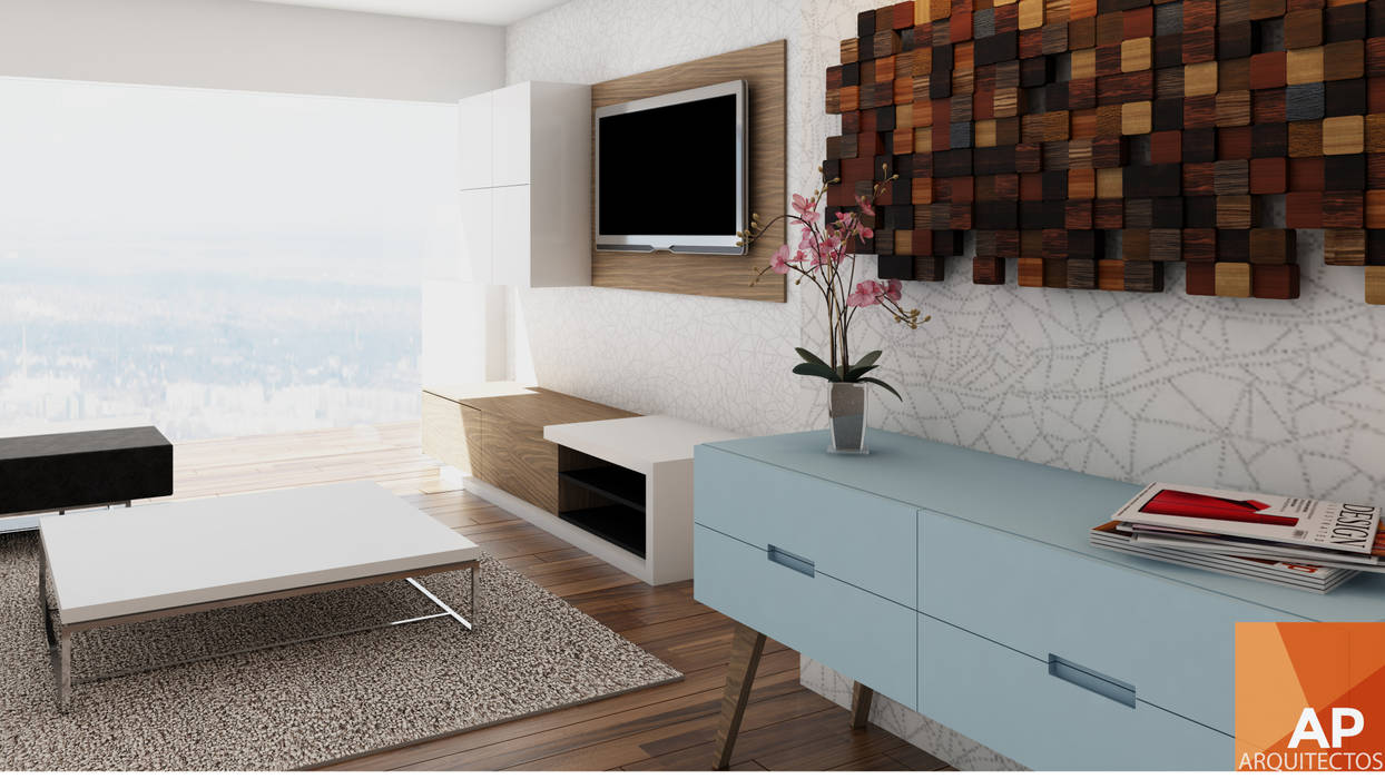 PH CITYVIEW, AParquitectos AParquitectos Modern living room Wood Wood effect TV stands & cabinets