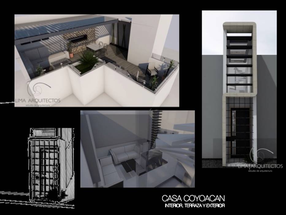 CASA COYOACAN, Lima Arquitectos Lima Arquitectos Balcones y terrazas minimalistas Concreto
