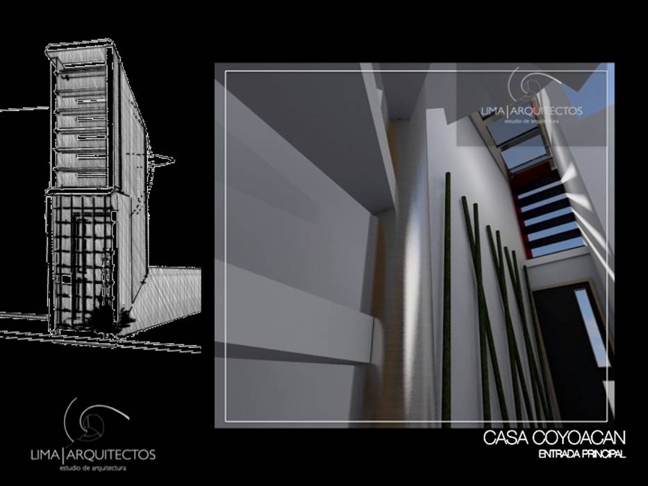 CASA COYOACAN, Lima Arquitectos Lima Arquitectos Pasillos, vestíbulos y escaleras minimalistas Plata/Oro