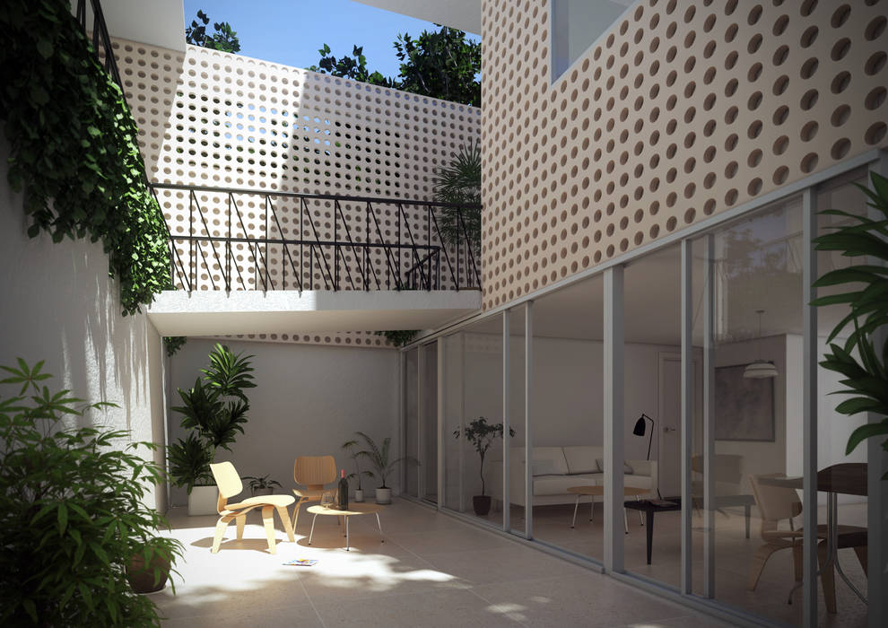 Patio Murado & Elvira Salas multimedia de estilo minimalista patio,celosía,puente