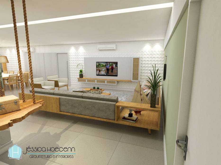 Apartamento de Veraneio, Arquiteta Jéssica Hoegenn - Arquitetura de Interiores Arquiteta Jéssica Hoegenn - Arquitetura de Interiores ห้องสันทนาการ