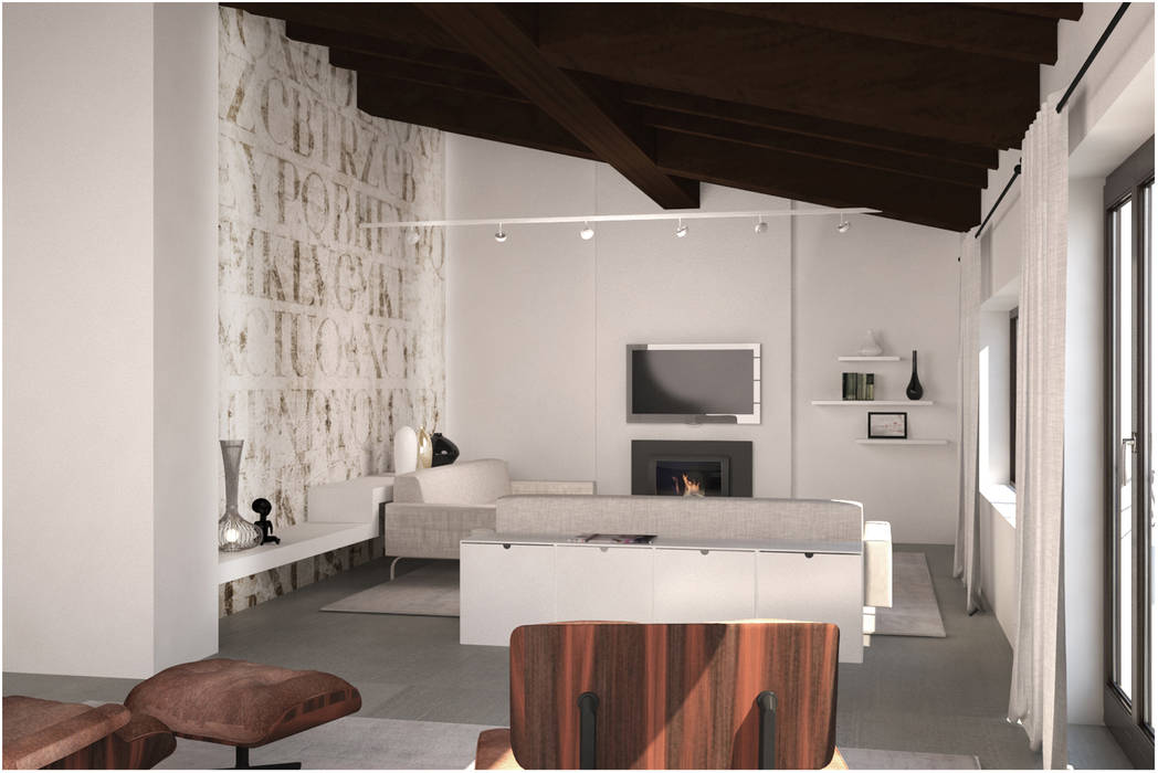 Visualizzazione 3D - soggiorno, differenti opzioni Silvana Barbato Soggiorno moderno