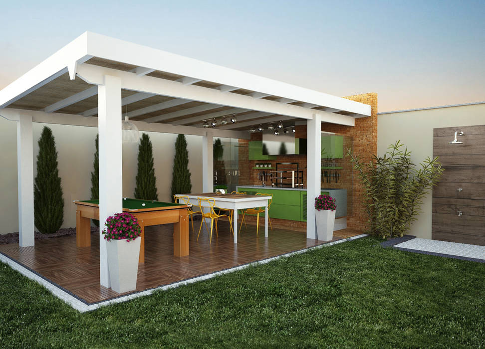 Área de lazer, Lozí - Projeto e Obra Lozí - Projeto e Obra Balcone, Veranda & Terrazza in stile moderno