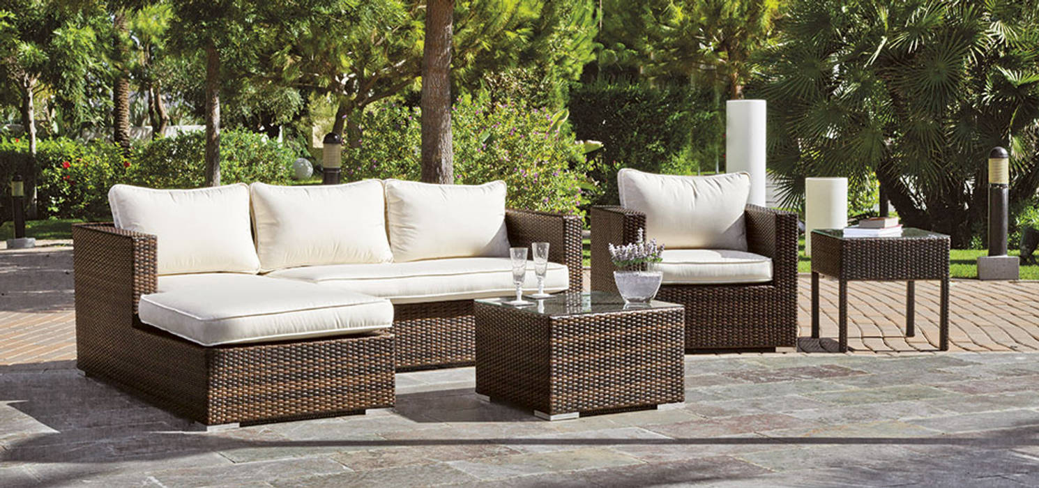 SET HUITEX TABANA-7, Hevea Hevea Modern garden Synthetic Brown Furniture