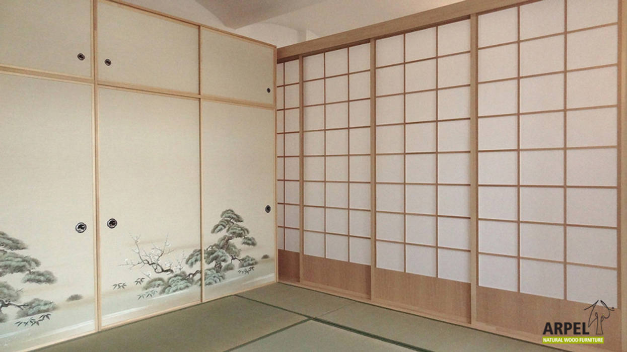 Soggiorno Shoji in stile giapponese Arpel Soggiorno in stile asiatico soggiorno,giapponese,legno,armadio,parete scorrevole