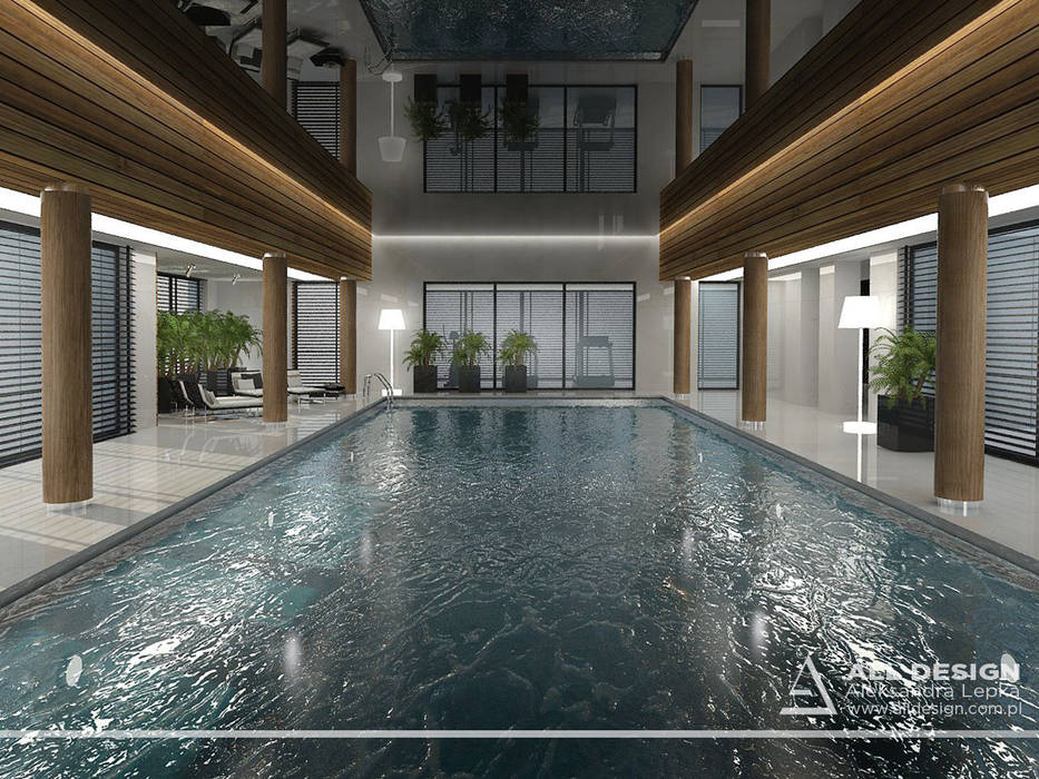 Basen w prywatnym domu All Design- Aleksandra Lepka Nowoczesny basen