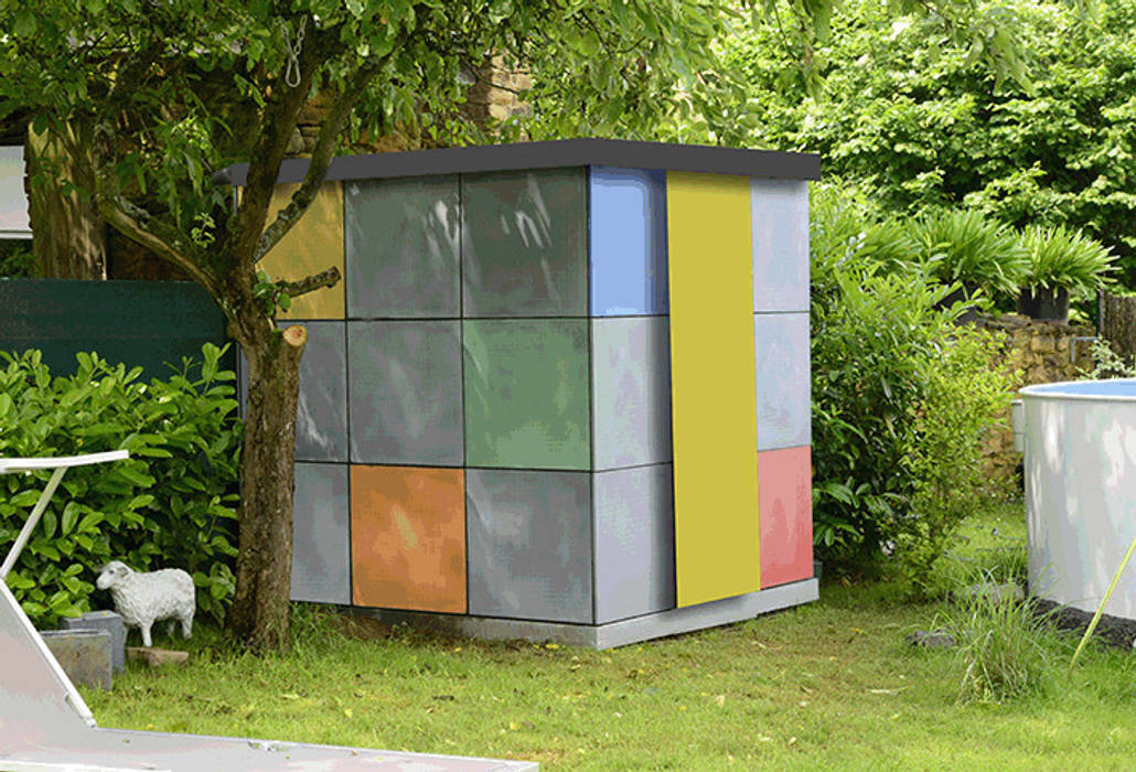 colored-cube-concrete betondesign-factory Moderne Garagen & Schuppen Beton