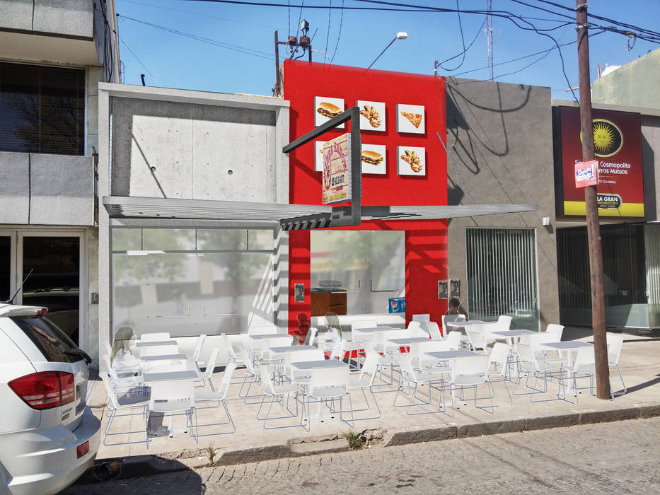 Fachada Local Pizzeria , T.F | ARQuitectura y DIseño T.F | ARQuitectura y DIseño Estudios y oficinas modernos