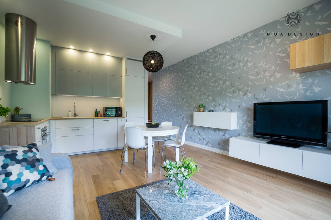 Nadmorski apartament, MOA design MOA design Living room