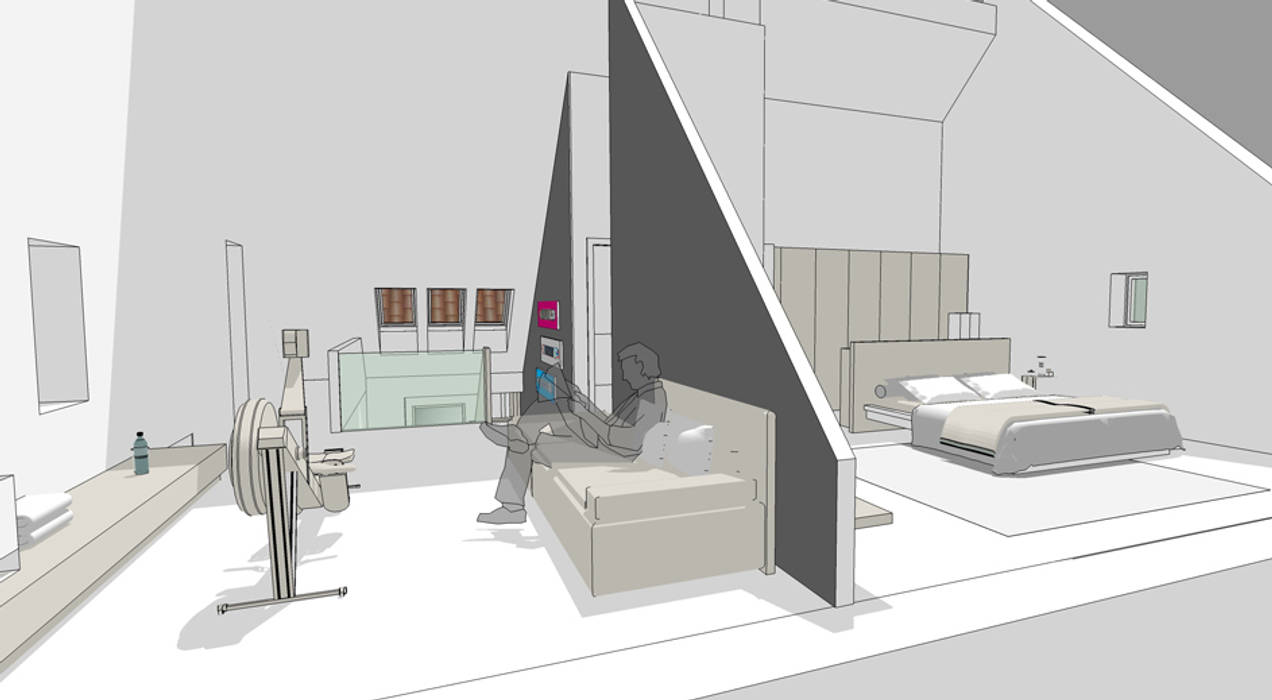 Fittnesraum / leseecke / schlafzimmer studio meuleneers moderner