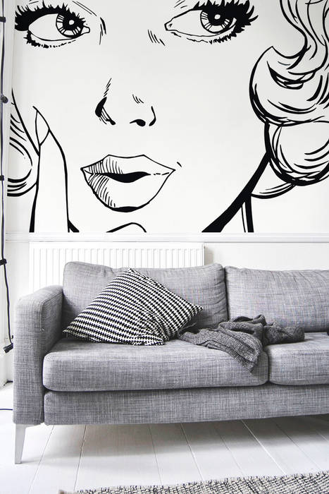 Gossip Pixers 现代客厅設計點子、靈感 & 圖片 girl,wall mural,face,wallpaper