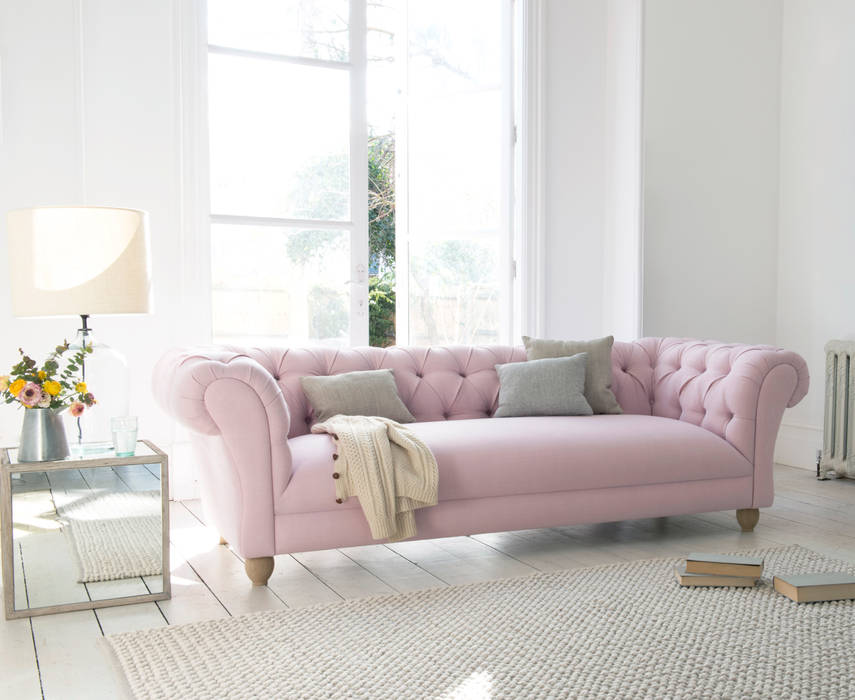 Young Bean sofa Loaf Phòng khách phong cách Bắc Âu Bông Red sofa,Chesterfield,pink,comfy,button-back,deep-buttoned,Sofas & armchairs