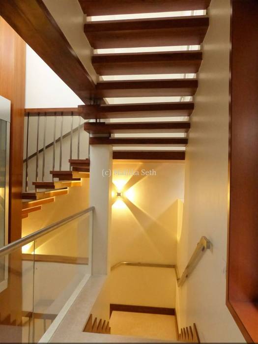 Interiors for a Villa at Ferns Paradise, Bangalore, Mallika Seth Mallika Seth industrial style corridor, hallway & stairs