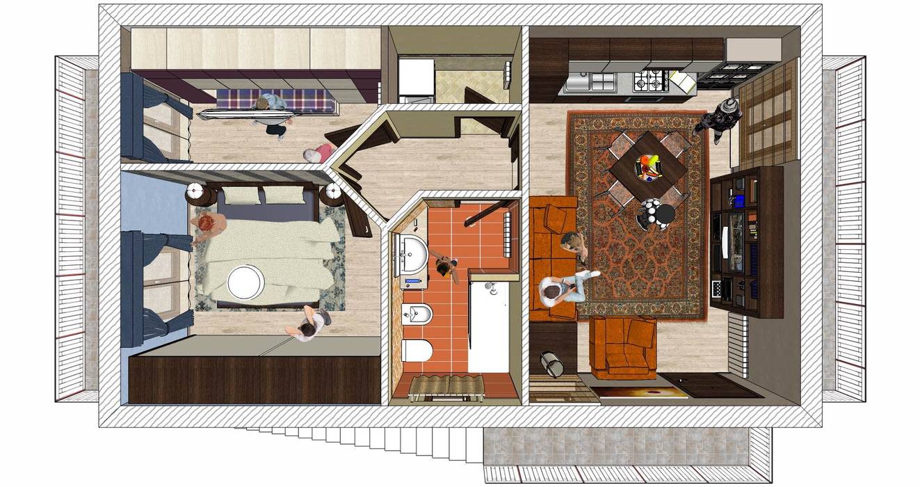 Mini appartamento da 50 mq - 50 sqm flatlet, Planet G Planet G Salas de estilo moderno