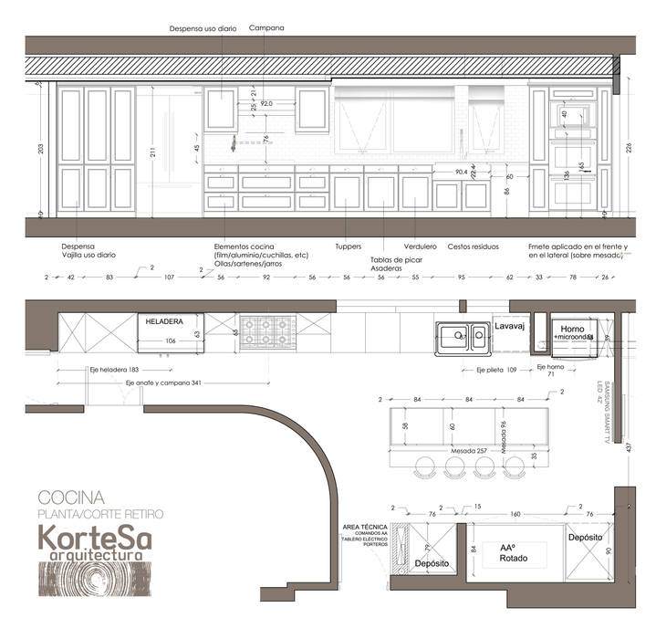 Reforma integral de piso sobre Av. Libertador, KorteSa arquitectura KorteSa arquitectura Kitchen