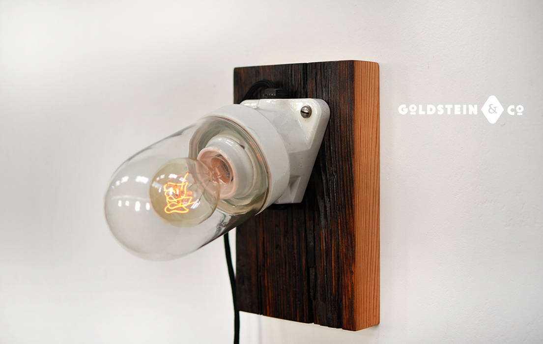 Porzellanlampe Auf Holzsockel Industriell Von Goldstein Co Industrial Homify