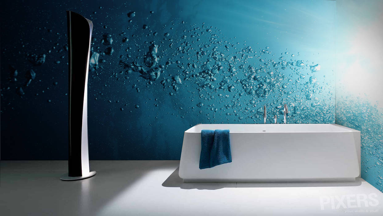 Undersea Pixers Modern Bathroom water,bubbles,wall mural,wallpaper