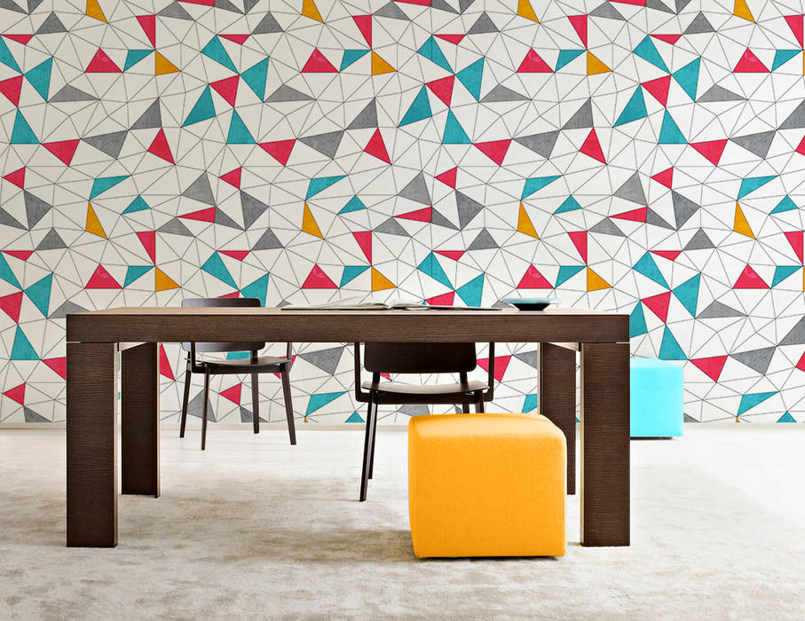 Colorful Triangles Pixers Modern dining room wall mural,wallpaper,triangles,geometry