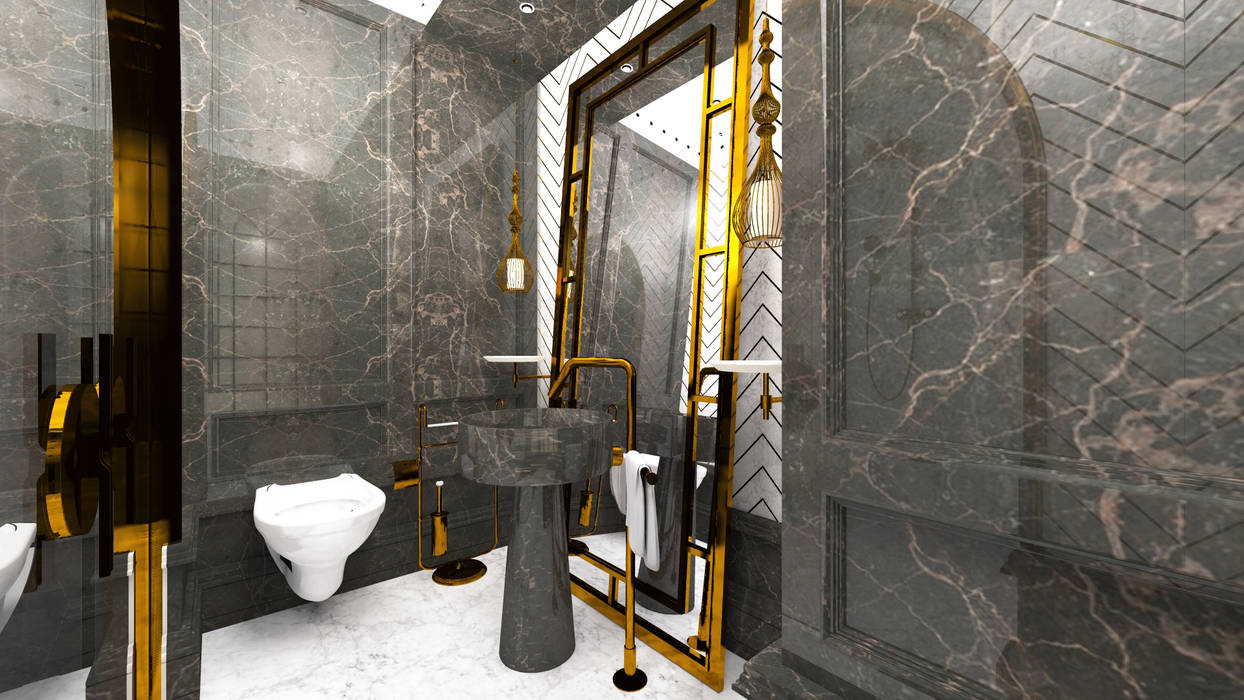 Sinan Başyazıcıoğlu Konut, Gümüşcü Mimarlık Gümüşcü Mimarlık Modern Banyo Mermer