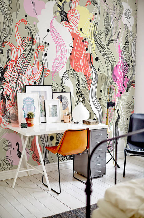 Wild flowers Pixers Oficinas de estilo moderno wall mural,wallpaper,abstract,floral