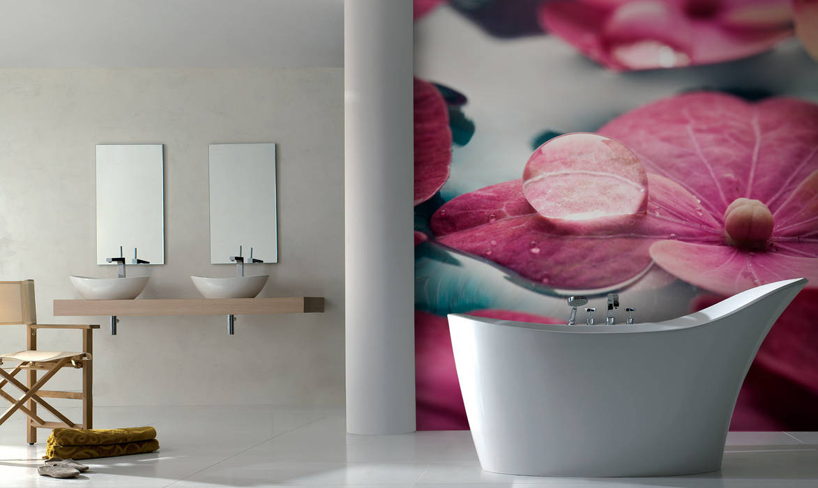 Bath in Flowers Pixers Modern bathroom wall mural,wallpaper,flowers,petals