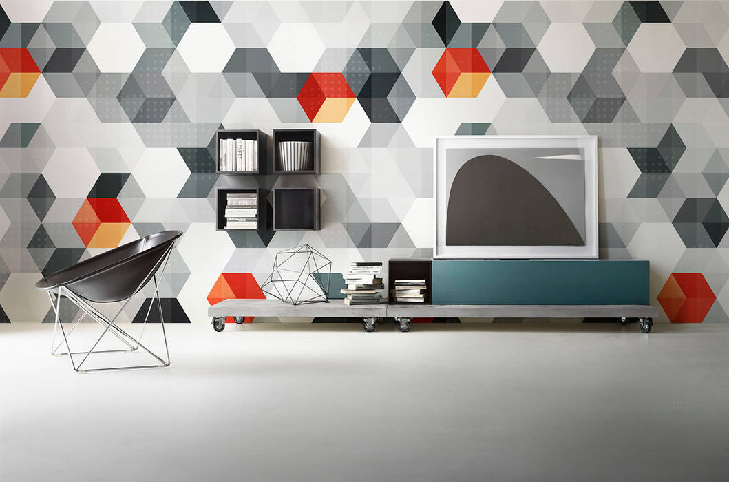 Hexagons Pixers Вітальня wall mural,wallpaper,hexagons,pattern