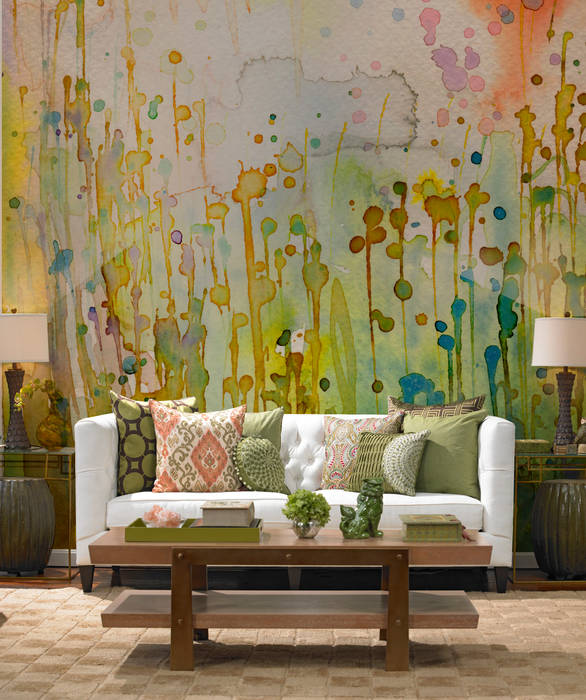 Watercolor Spots Pixers Salas de estilo colonial wall mural,wallpaper,painting,watercolor