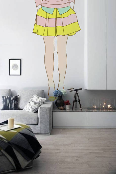 Yellow skirt Pixers Вітальня wall mural,wallpaper,retro,girl,yellow,skirt,girly