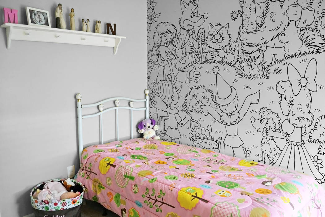Colour your fairytale Pixers Nursery/kid’s room wall mural,wallpaper,drawing,cartoon,friends,animals