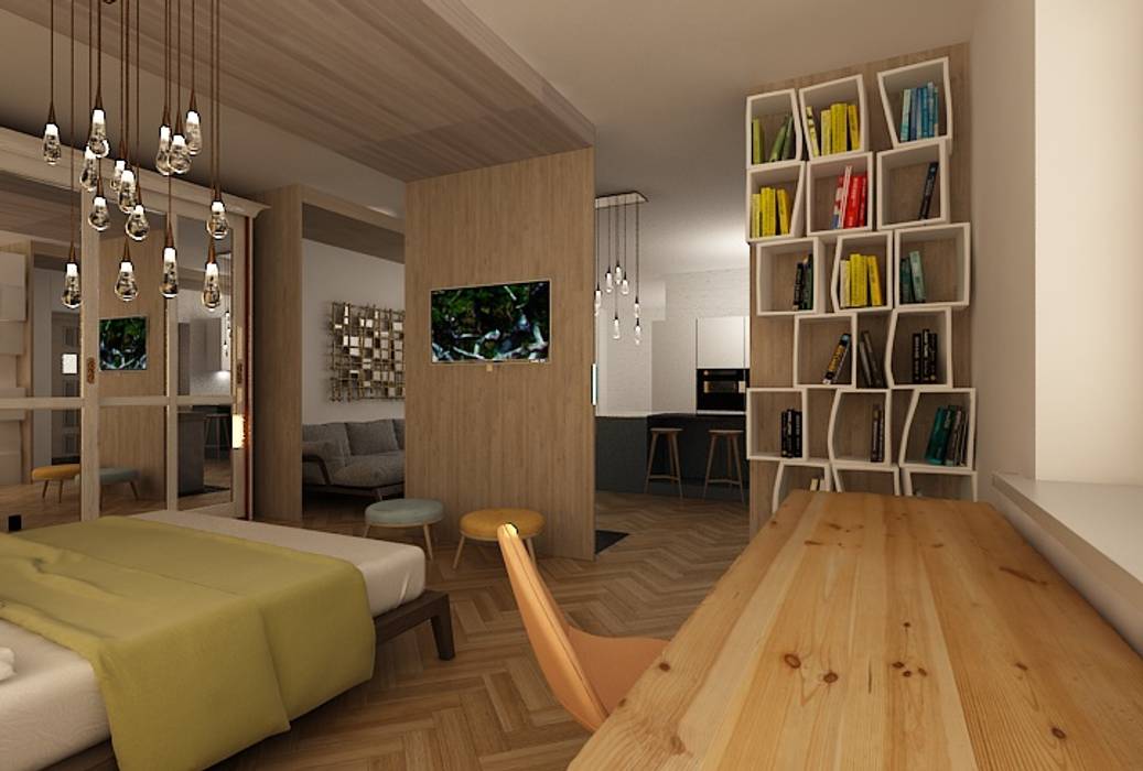 Квартира для архитектора, Dstudio.M Dstudio.M ห้องนอน ไม้ Wood effect